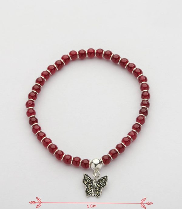 Butterfly Charm Beads Bracelet (Silver) For Cheap