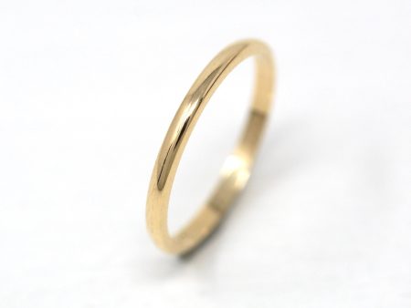 Vintage Wedding Band - 14k Yellow Gold Plain Simple Unadorned Minimal Unisex Ring - Retro Size 6 Stacking Women s Bridal Fine Jewelry For Discount