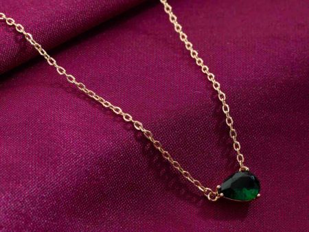 Green Drop Necklace (Brass) For Sale