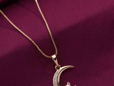 Moon-Kitty Necklace (Brass) For Cheap