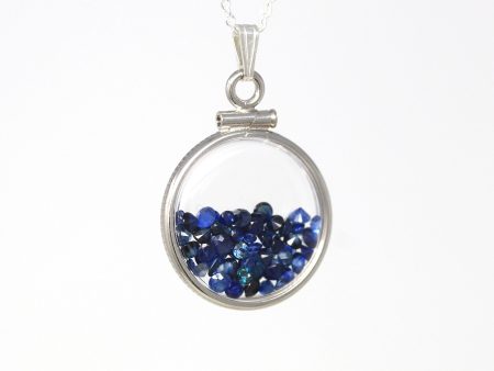 Sapphire Shaker Locket - MJV Handcrafted Sterling Silver Genuine Gems Clear Pendant - 2.5 Carats TW Blue Round Gemstone September Birthstone Sale