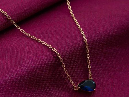 Blue Drop Necklace (Brass) Hot on Sale