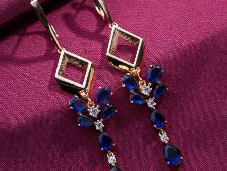 Perfect Drama Danglers-Blue (Brass) on Sale