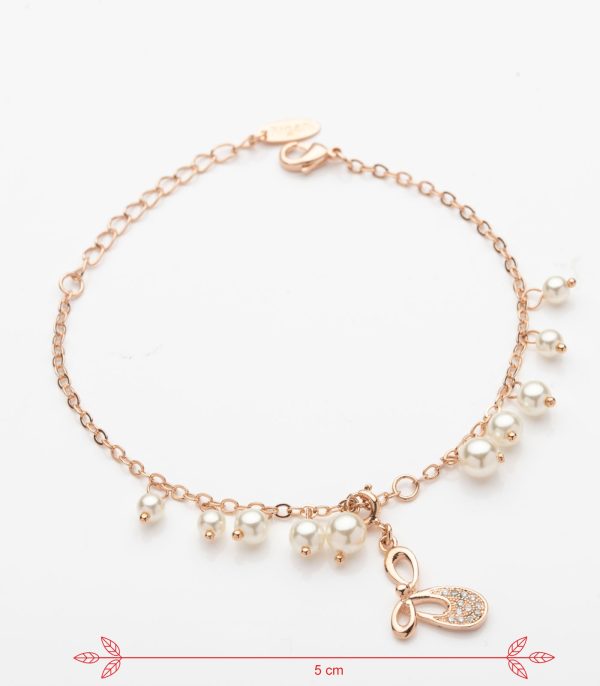 Pearl Butterfly Charm Bracelet (Brass) Supply