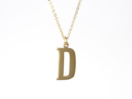 Letter  D  Charm - Modern 10k Yellow Gold Figural Initial Pendant Necklace - Estate Circa 2000s Era Personalized Statement Fine Y2K Jewelry Sale