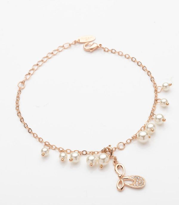 Pearl Butterfly Charm Bracelet (Brass) Supply