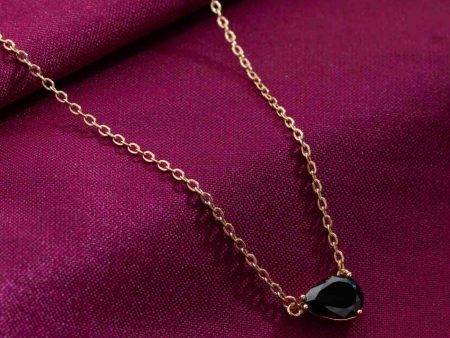 Black Drop Necklace (Brass) on Sale