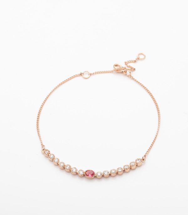 Cute Pink Stone Bracelet (Brass) Supply