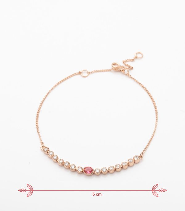 Cute Pink Stone Bracelet (Brass) Supply