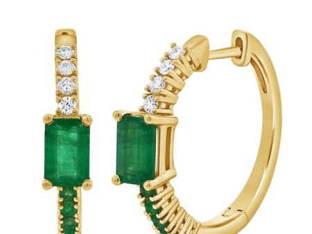 EMERALD AND DIAMOND HUGGIE EARRINGS Discount