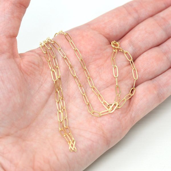 18 Inch Paperclip Chain - 14k Gold Filled Drawn Flat Bright Finish Necklace - 2.8 mm Spring Ring Clasp Layering Fashion Accessory Jewelry Cheap