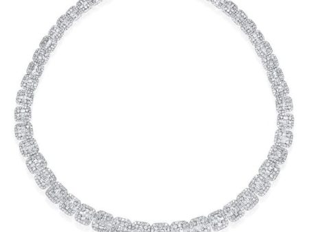 DIAMOND EMERALD CUT TENNIS NECKLACE For Discount