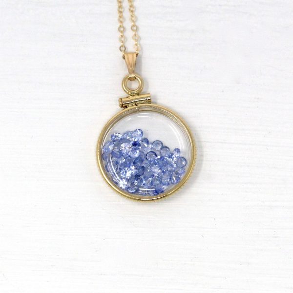 Sapphire Shaker Locket - Handcrafted 14k Yellow Gold Filled Pendant Necklace - Genuine 2.5 CTW Blue Gemstones September Birthstone Jewelry Supply