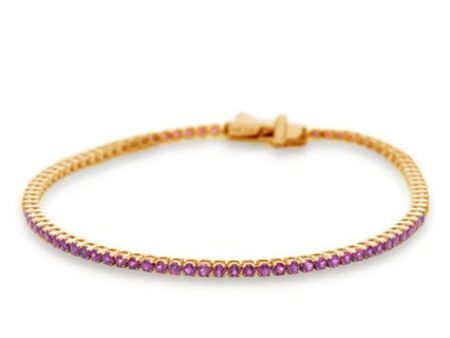 Rose Gold Natural Pink Sapphire Tennis Bracelet Online now