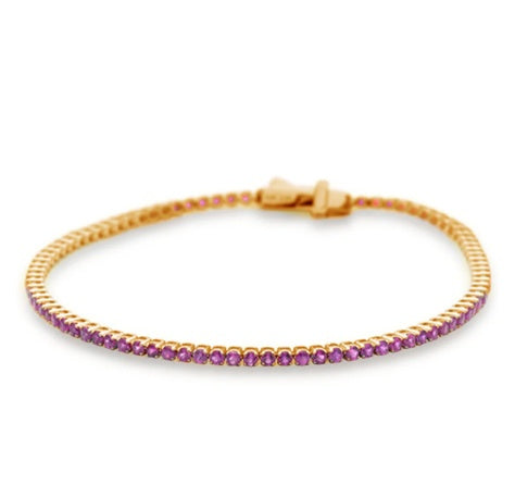 Rose Gold Natural Pink Sapphire Tennis Bracelet Online now