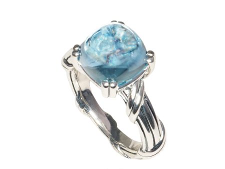 Fantasies Blue Topaz Cabochon Ring in sterling silver 10mm on Sale