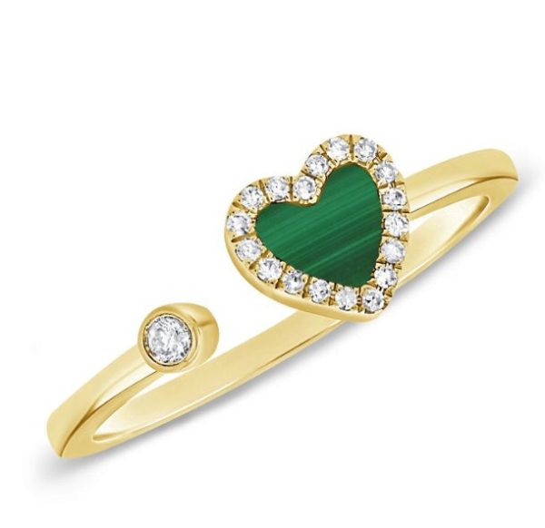 Green Malachite Heart Ring on Sale