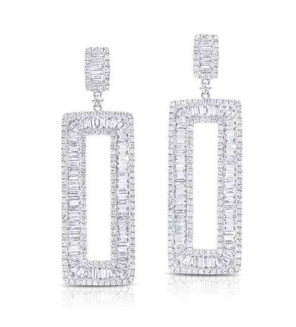 Baguette and Diamond Square earrings Online