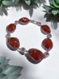 6 carnelians surrounded by hot pink sapphired and diamond bracelet on Sale