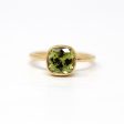 2.60 ct Mali Garnet Ring - 18k Yellow Gold Bezel Set Green Gemstone - Modern Size 6 1 4 Cushion Alternative Engagement Fine Gem Jewelry Discount