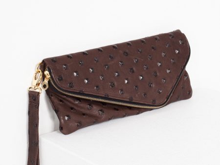 Roxanne Leather Clutch in Brown Sale