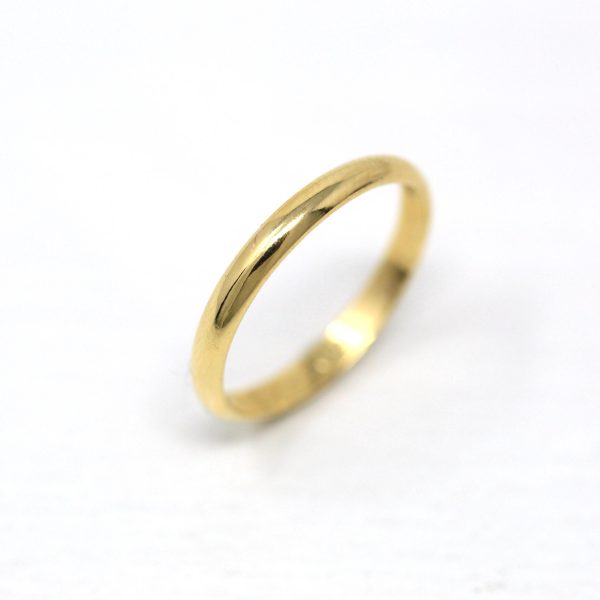 Estate Wedding Band - Vintage 750 18k Yellow Gold Unadorned Simple Plain Ring - Dated  21-07-83  Size 4 3 4 Engraved Letters Fine Jewelry Cheap