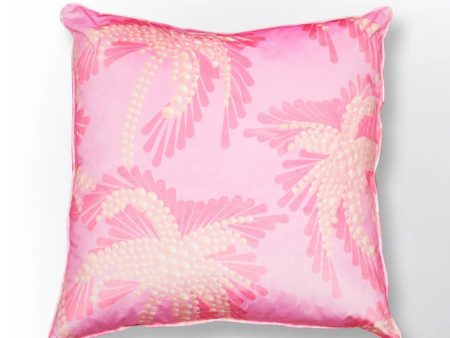 Pink Pearl Palm Tree  Printed Velvet Pillow Discount