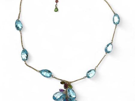 blue topaz and Amethyst necklace Hot on Sale