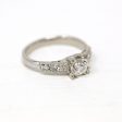 Vintage Engagement Ring - Mid Century Era Platinum & Genuine 0.7 CT Diamond Gemstone - Circa 1950s Size 5.5 Classic Bridal Jewelry W  Report Cheap