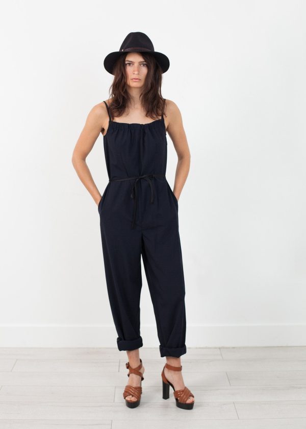 Sleeveless Jumpsuit in Navy For Sale