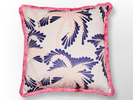 Cream Pearl Palm Tree  Printed Velvet Pillow Discount