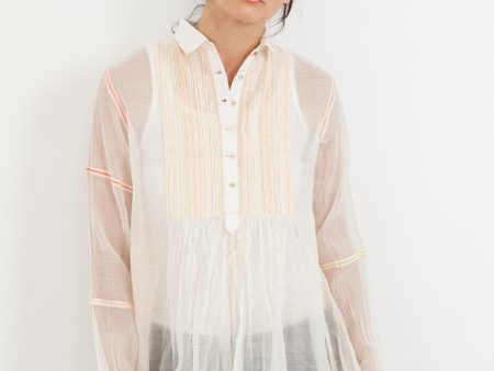 Sheer Rainbow Blouse in White For Discount