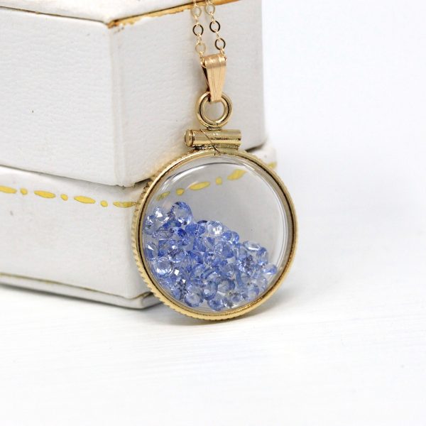 Sapphire Shaker Locket - Handcrafted 14k Yellow Gold Filled Pendant Necklace - Genuine 2.5 CTW Blue Gemstones September Birthstone Jewelry Supply