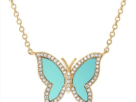 Turquoise Butterfly Diamond Necklace Online Hot Sale