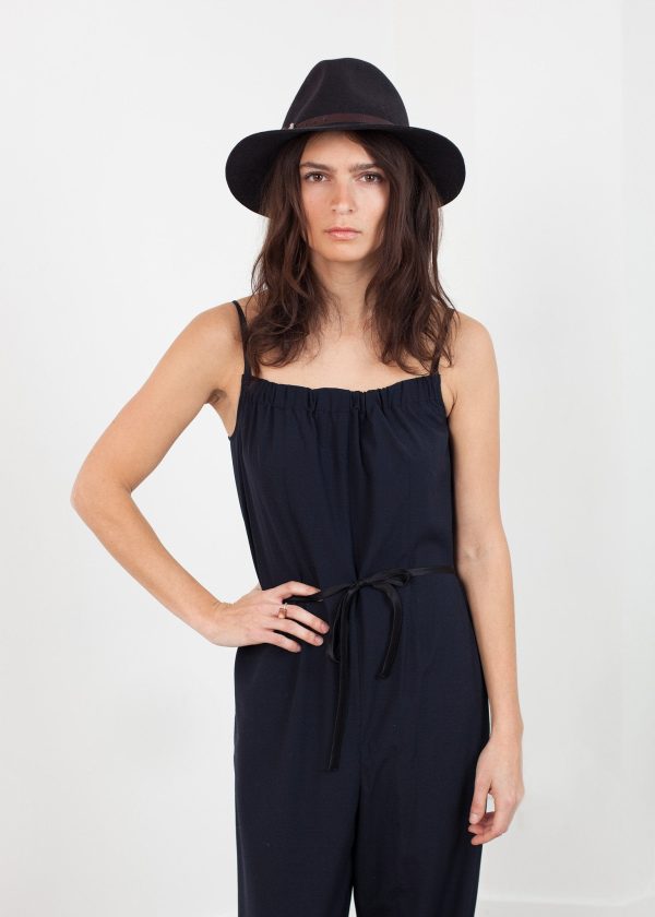 Sleeveless Jumpsuit in Navy For Sale