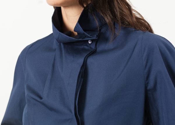 Full Collar Poplin Blouse in Navy Supply