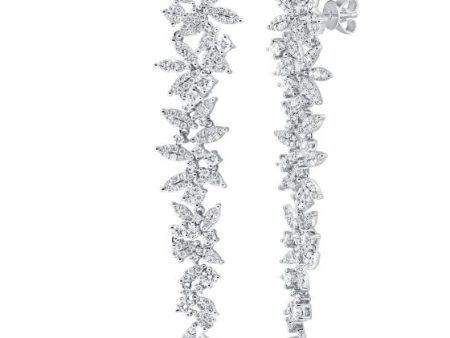 Diamond Drop Flower Earrings Online Hot Sale