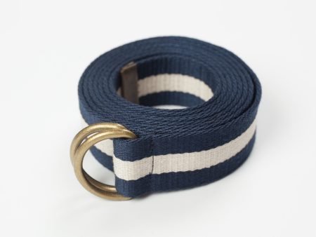 Striped Web Belt in Navy White Discount