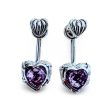 Fantasies Heart Push Pin Drop Earrings in sterling silver with amethyst For Discount