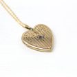 Vintage Heart Locket - Retro 10k Yellow Gold Genuine Diamond Flower Pendant Necklace - Circa 1940s Era Fine Keepsake Photograph 40s Jewelry Online now