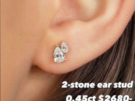 2 stone ear stud Fashion