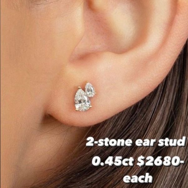 2 stone ear stud Fashion