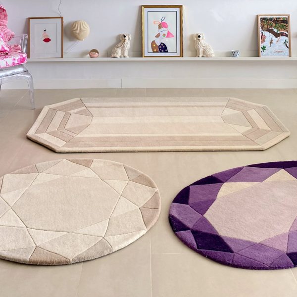 Beige Round Gem Rug Online now