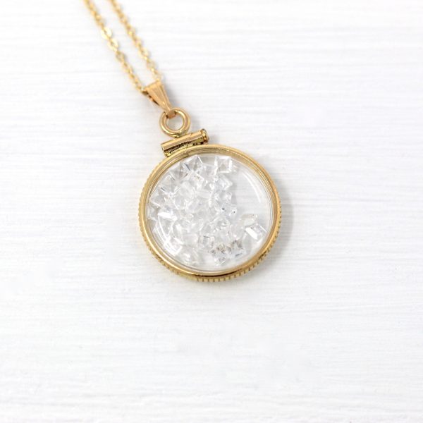 White Topaz Shaker Locket - Handcrafted Modern 14k Yellow Gold Filled Clear Pendant - Genuine Gemstones 2.5 CTW Colorless Square Cut Jewelry Hot on Sale