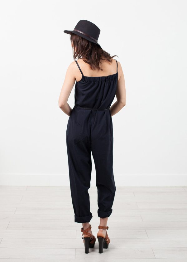 Sleeveless Jumpsuit in Navy For Sale