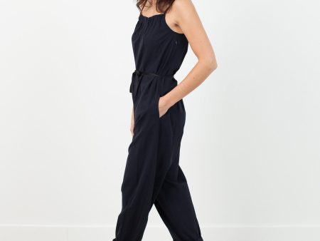 Sleeveless Jumpsuit in Navy For Sale