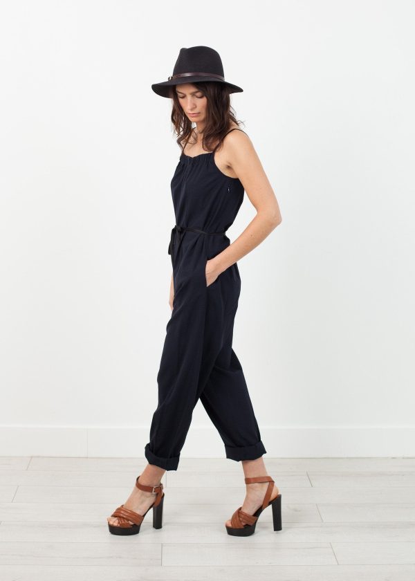 Sleeveless Jumpsuit in Navy For Sale