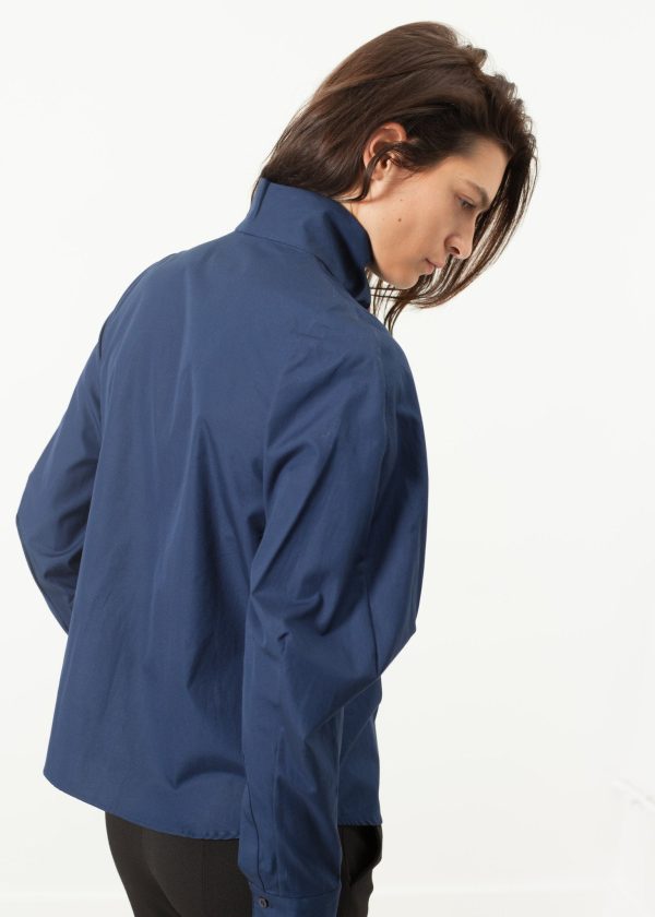 Full Collar Poplin Blouse in Navy Supply