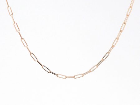 14k Rose Gold Paperclip Chain - Art Deco Style 18 Inch High Polished Dainty Link Fine Jewelry - 1.5 mm Lobster Claw Clasp Necklace Supply Online