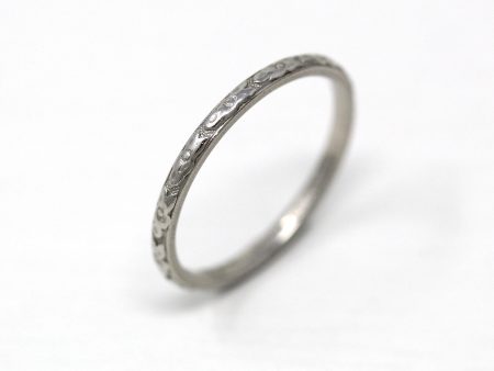 Dated 1932 Band - Art Deco Platinum Engraved  Dick to Edna  Orange Blossom Ring - Vintage Dated  10-5-1932  Size 6 3 4 Wedding Traub Jewelry For Sale